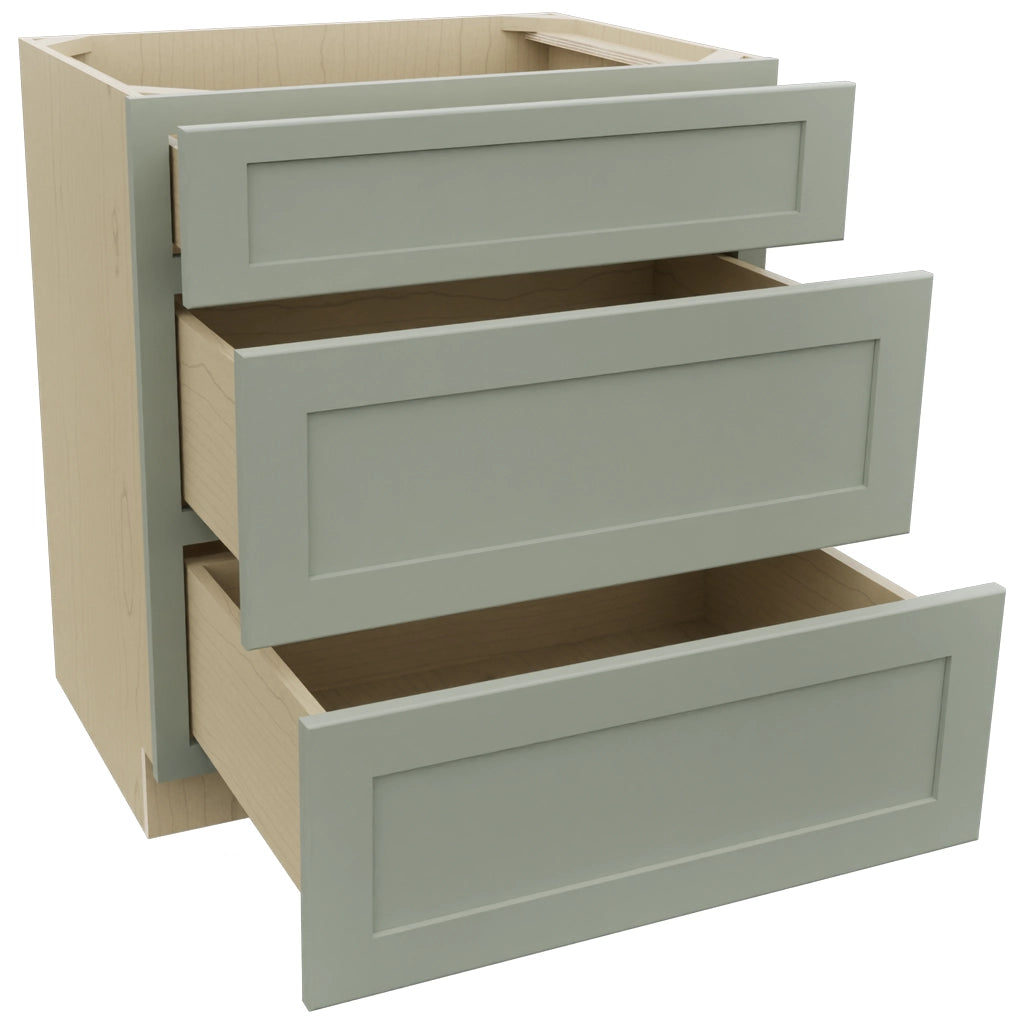 Fabuwood Galaxy Pistachio Green VDB30-34 Vanity Drawer Cabinet, Open View