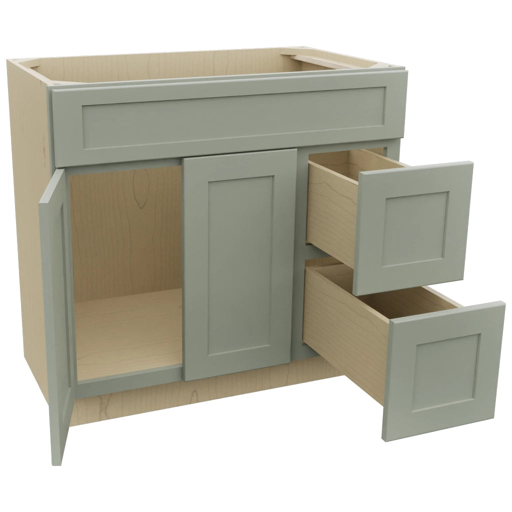 Fabuwood Galaxy Pistachio Green VSD48 Vanity Combo Cabinet, Open View