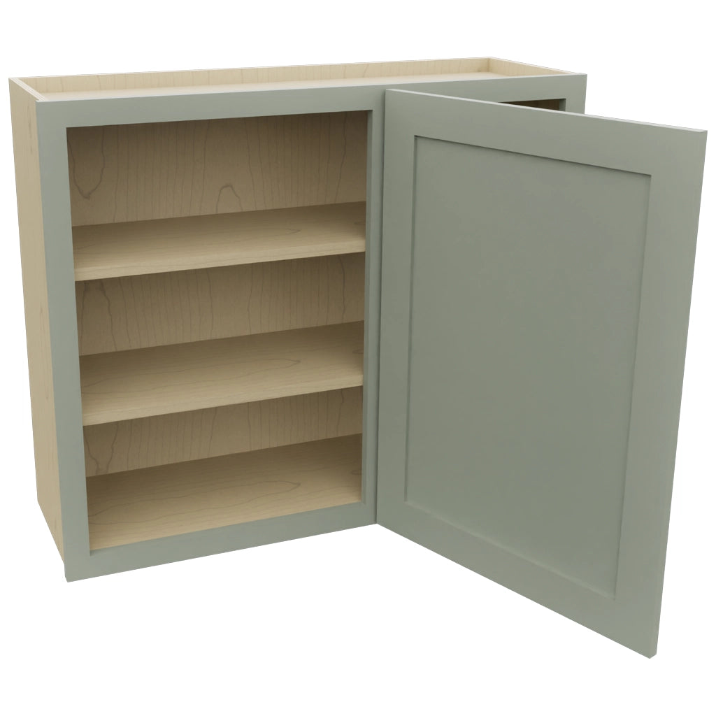 Fabuwood Galaxy Pistachio Green WBC3630 Wall Corner Blind Cabinet, Open View