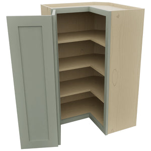 Fabuwood Galaxy Pistachio Green WPC2439 Wall Corner Pie Cabinet, Open View