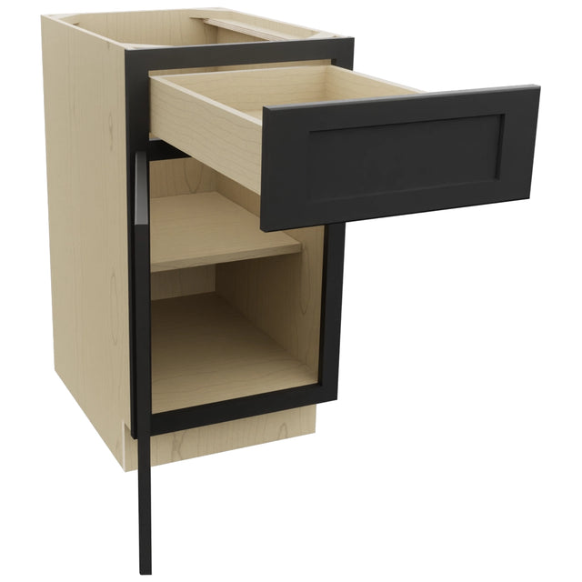 Fabuwood Galaxy Pitch Black B18 Base Standard Cabinet, Open View