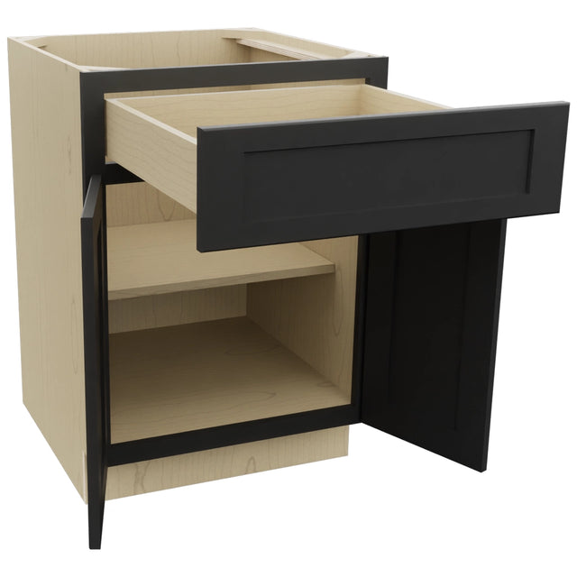 Fabuwood Galaxy Pitch Black B24 Base Standard Cabinet, Open View