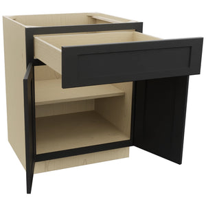 Fabuwood Galaxy Pitch Black B27 Base Standard Cabinet, Open View
