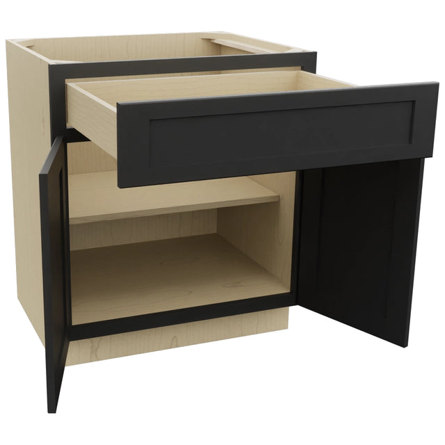 Fabuwood Galaxy Pitch Black B30 Base Standard Cabinet, Open View