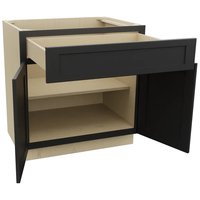 Fabuwood Galaxy Pitch Black B33SDF Base Standard Cabinet, Open View