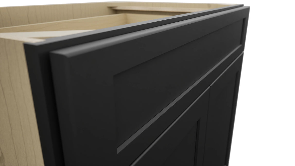 Fabuwood Galaxy Pitch Black B36SDF Base Standard Cabinet, Detail View