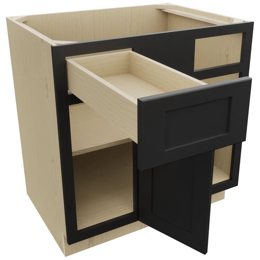 Fabuwood Galaxy Pitch Black BLB39/42 Base Corner Blind Cabinet, Open View