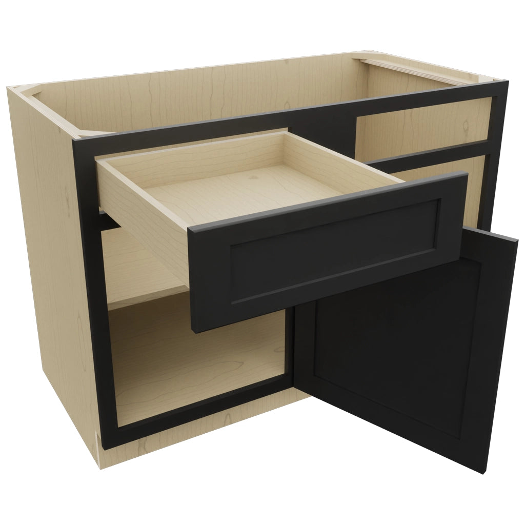 Fabuwood Galaxy Pitch Black BLB48/51 Base Corner Blind Cabinet, Open View