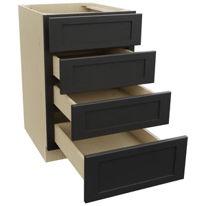 Fabuwood Galaxy Pitch Black DB21-4 Base 4 Drawers Cabinet, Open View