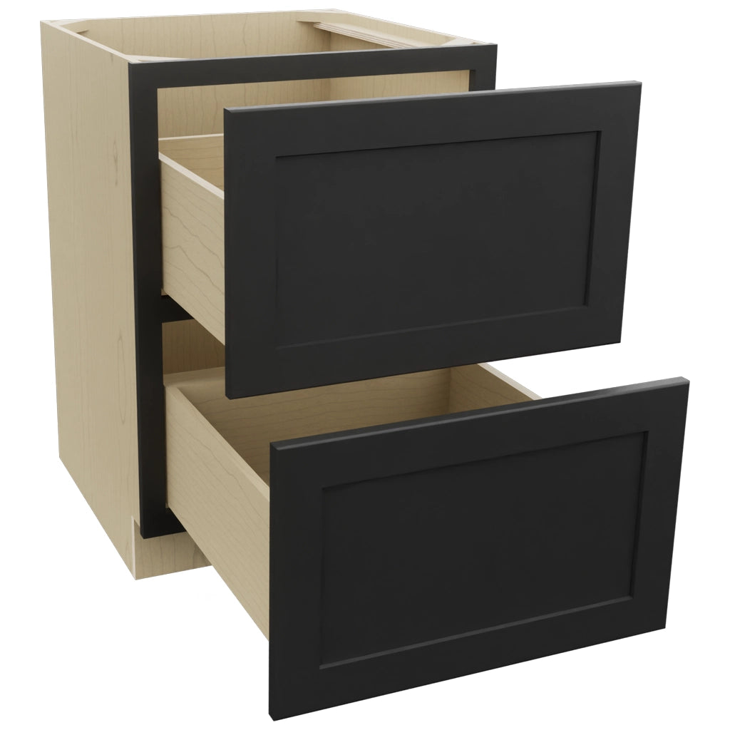 Fabuwood Galaxy Pitch Black DB24-2 Base 2 Drawers Cabinet, Open View