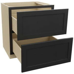 Fabuwood Galaxy Pitch Black DB30-2 Base 2 Drawers Cabinet, Open View