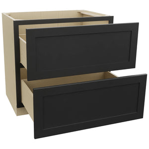 Fabuwood Galaxy Pitch Black DB36-2 Base 2 Drawers Cabinet, Open View
