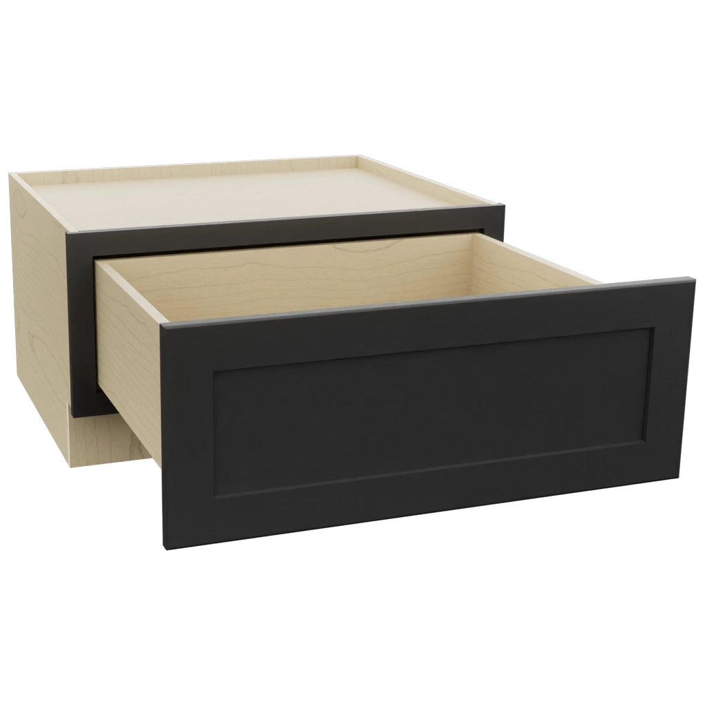 Fabuwood Galaxy Pitch Black DBS30 Base Bench Seat Cabinet, Open View