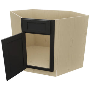 Fabuwood Galaxy Pitch Black DSB36 Base Corner Diagonal Sink Cabinet, Open View