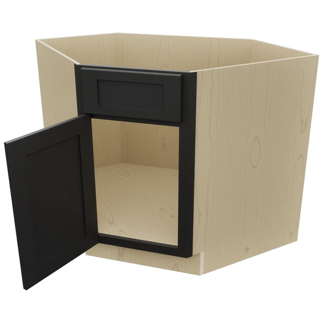 Fabuwood Galaxy Pitch Black DSB36 Base Corner Diagonal Sink Cabinet, Open View