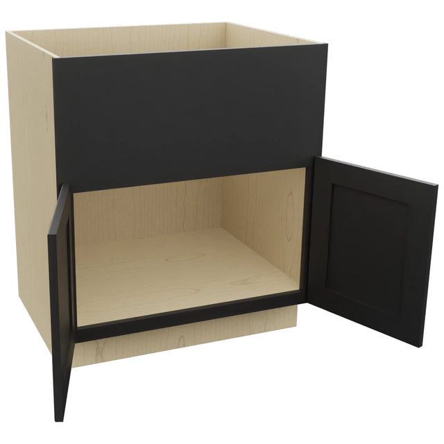 Fabuwood Galaxy Pitch Black FS30 Base Farm Sink Cabinet, Open View