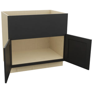 Fabuwood Galaxy Pitch Black FS36 Base Farm Sink Cabinet, Open View