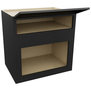 Fabuwood Galaxy Pitch Black MC303021 Wall Microwave Cabinet, Open View