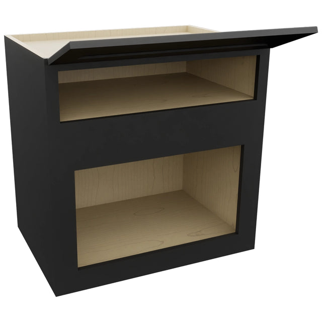 Fabuwood Galaxy Pitch Black MC303021 Wall Microwave Cabinet, Open View