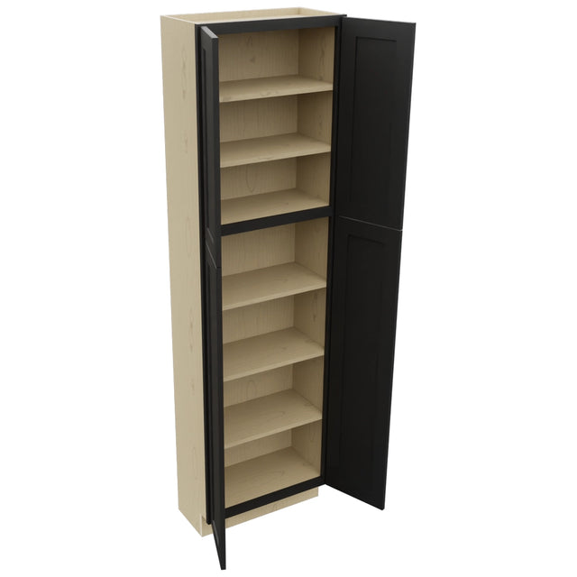 Fabuwood Galaxy Pitch Black TP241284 Tall Pantry Cabinet, Open View
