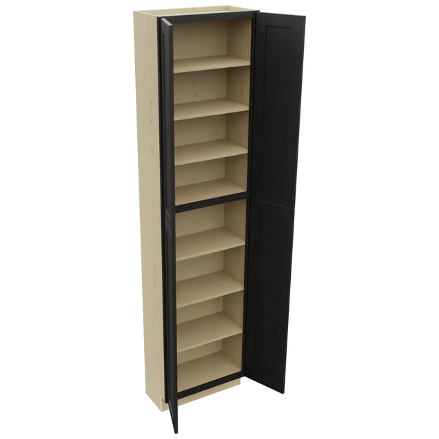 Fabuwood Galaxy Pitch Black TP241296 Tall Pantry Cabinet, Open View