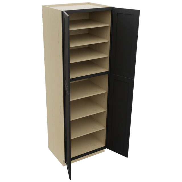 Fabuwood Galaxy Pitch Black TP302490 Tall Pantry Cabinet, Open View