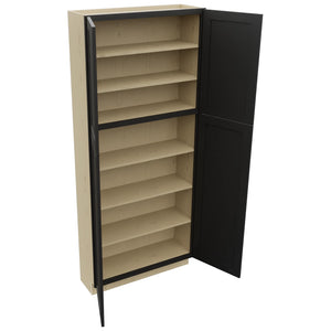 Fabuwood Galaxy Pitch Black TP361284 Tall Pantry Cabinet, Open View