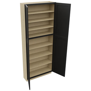 Fabuwood Galaxy Pitch Black TP361290 Tall Pantry Cabinet, Open View