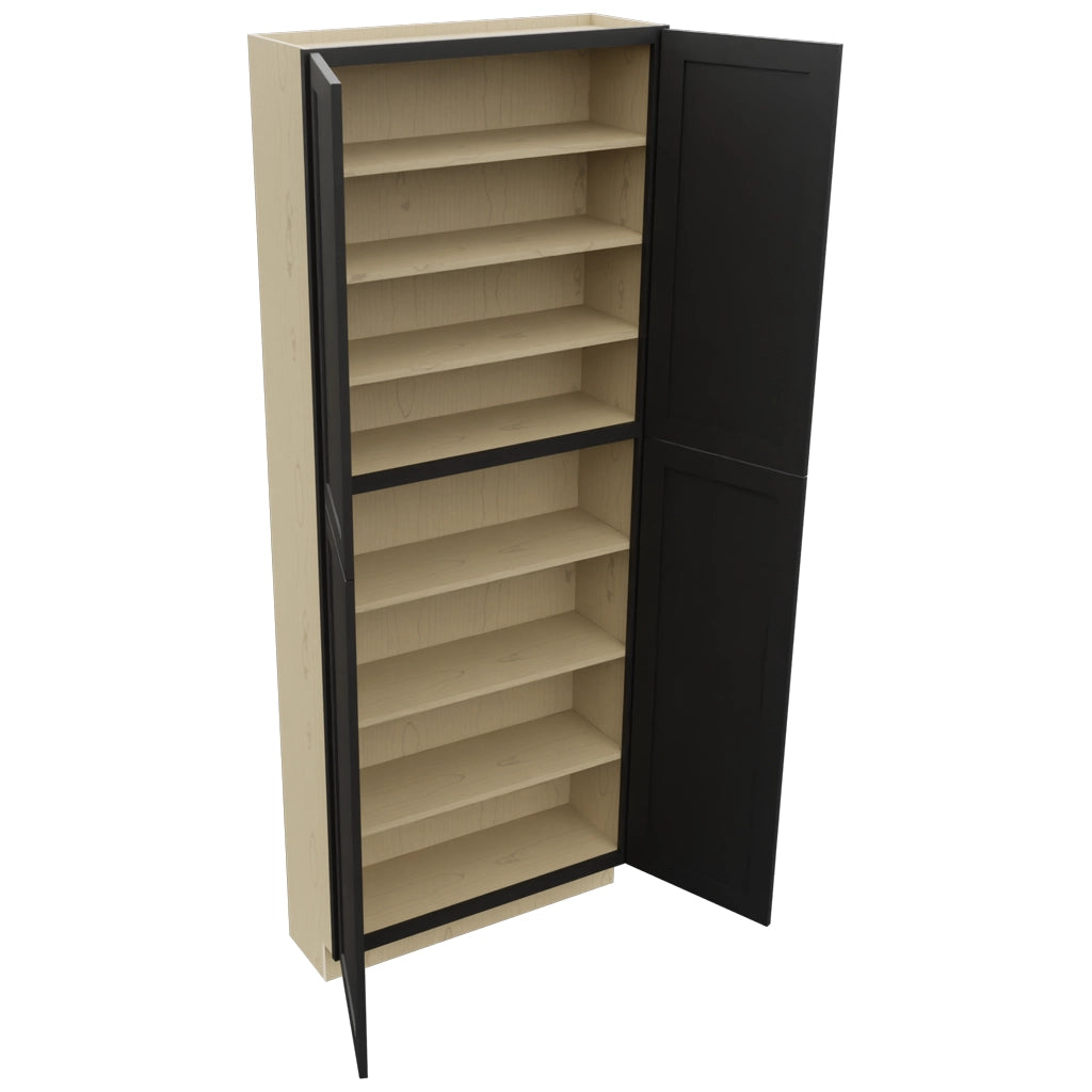Fabuwood Galaxy Pitch Black TP361293 Tall Pantry Cabinet, Open View