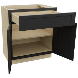 Fabuwood Galaxy Pitch Black VB30-34 Vanity Base Standard Cabinet, Open View