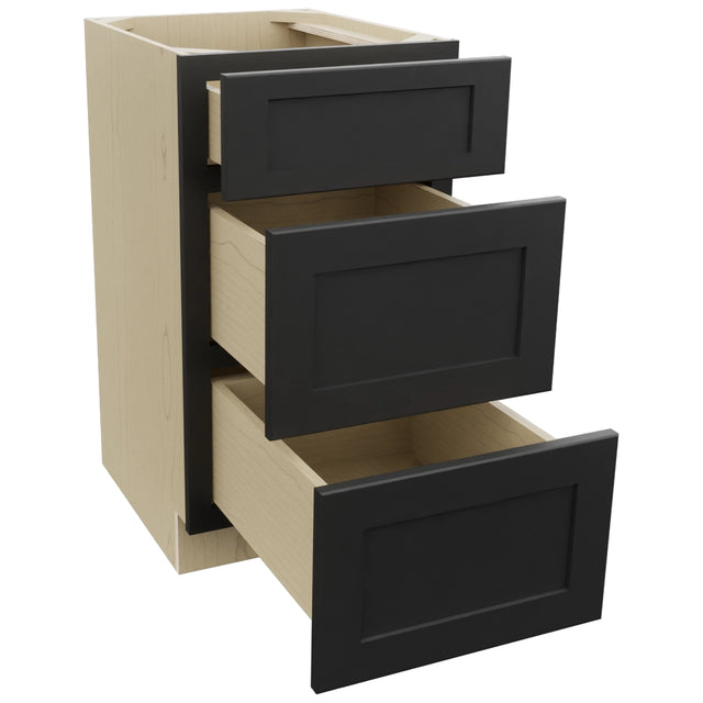 Fabuwood Galaxy Pitch Black VDB18-34 Vanity Drawer Cabinet, Open View