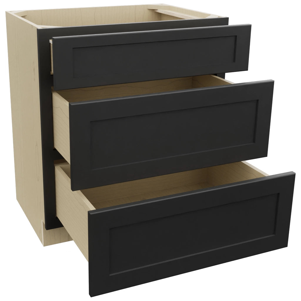 Fabuwood Galaxy Pitch Black VDB30-34 Vanity Drawer Cabinet, Open View