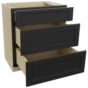 Fabuwood Galaxy Pitch Black VDB30-34 Vanity Drawer Cabinet, Open View