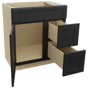 Fabuwood Galaxy Pitch Black VSD36DR Vanity Combo Cabinet, Open View