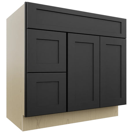 Fabuwood Galaxy Pitch Black VSD42 Vanity Combo Cabinet, Front View