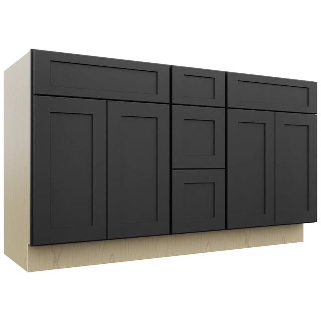 Fabuwood Galaxy Pitch Black VSD60DOUBLE Vanity Combo Cabinet, Front View