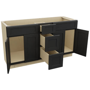 Fabuwood Galaxy Pitch Black VSD60DOUBLE Vanity Combo Cabinet, Open View