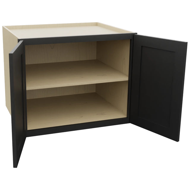 Fabuwood Galaxy Pitch Black W302424 Wall Deep Cabinet, Open View