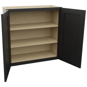 Fabuwood Galaxy Pitch Black W3030 Wall Standard Cabinet, Open View