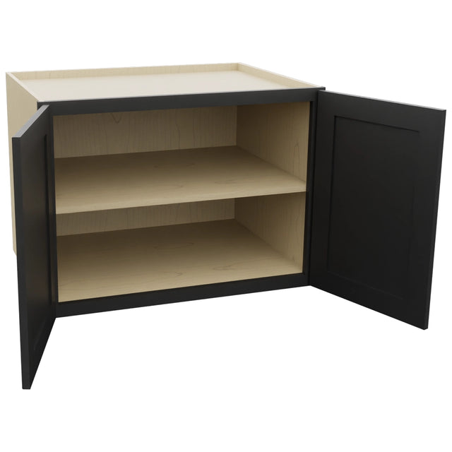 Fabuwood Galaxy Pitch Black W332424 Wall Deep Cabinet, Open View