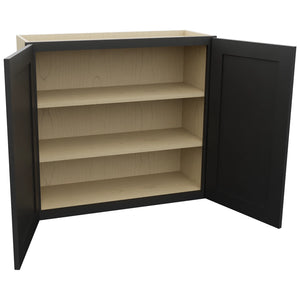 Fabuwood Galaxy Pitch Black W3330 Wall Standard Cabinet, Open View