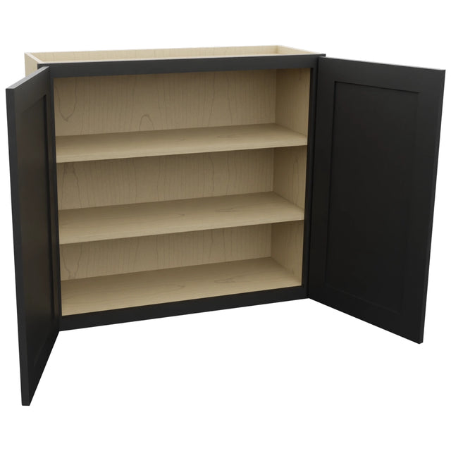 Fabuwood Galaxy Pitch Black W3330 Wall Standard Cabinet, Open View