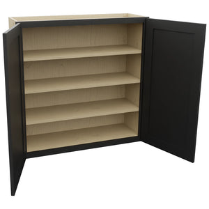 Fabuwood Galaxy Pitch Black W3636 Wall Standard Cabinet, Open View