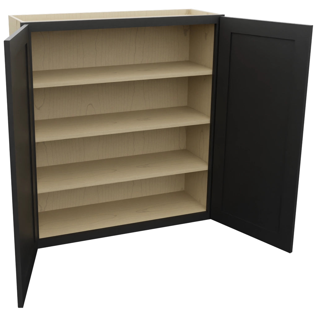 Fabuwood Galaxy Pitch Black W3639 Wall Standard Cabinet, Open View