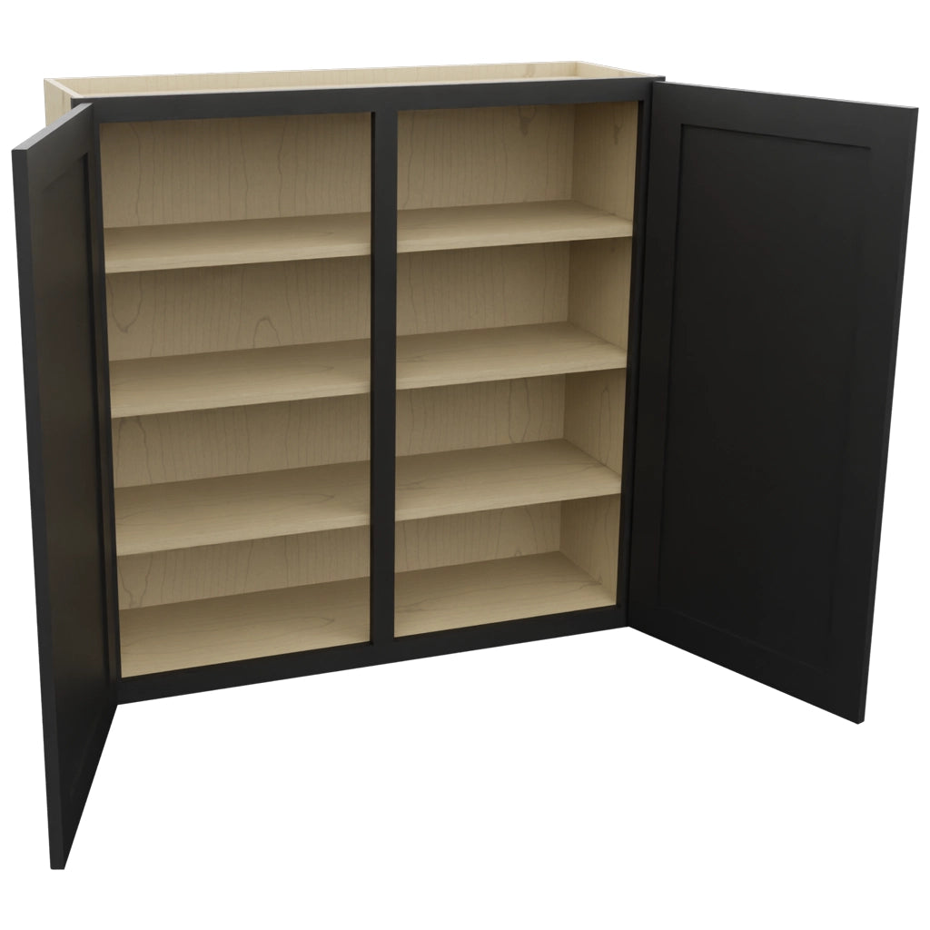 Fabuwood Galaxy Pitch Black W3939 Wall Standard Cabinet, Open View