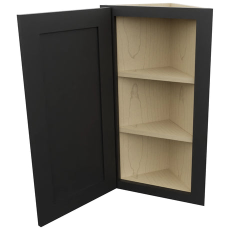 Fabuwood Galaxy Pitch Black WAE1230 Wall Angle End Cabinet, Open View