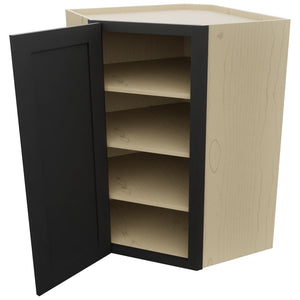 Fabuwood Galaxy Pitch Black WDC2739 Wall Corner Diagonal Cabinet, Open View