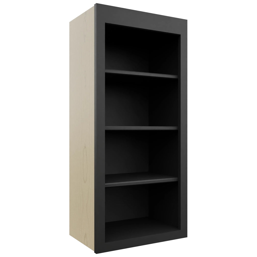 Fabuwood Galaxy Pitch Black WOS1839 Wall Open Shelf, Front View