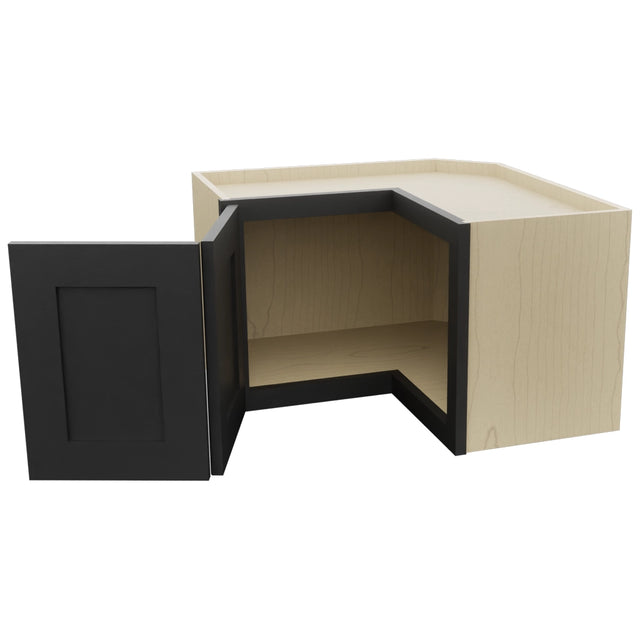 Fabuwood Galaxy Pitch Black WPC2415 Wall Corner Pie Cabinet, Open View