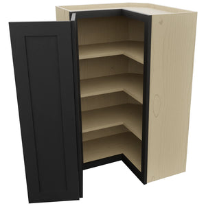 Fabuwood Galaxy Pitch Black WPC2439 Wall Corner Pie Cabinet, Open View